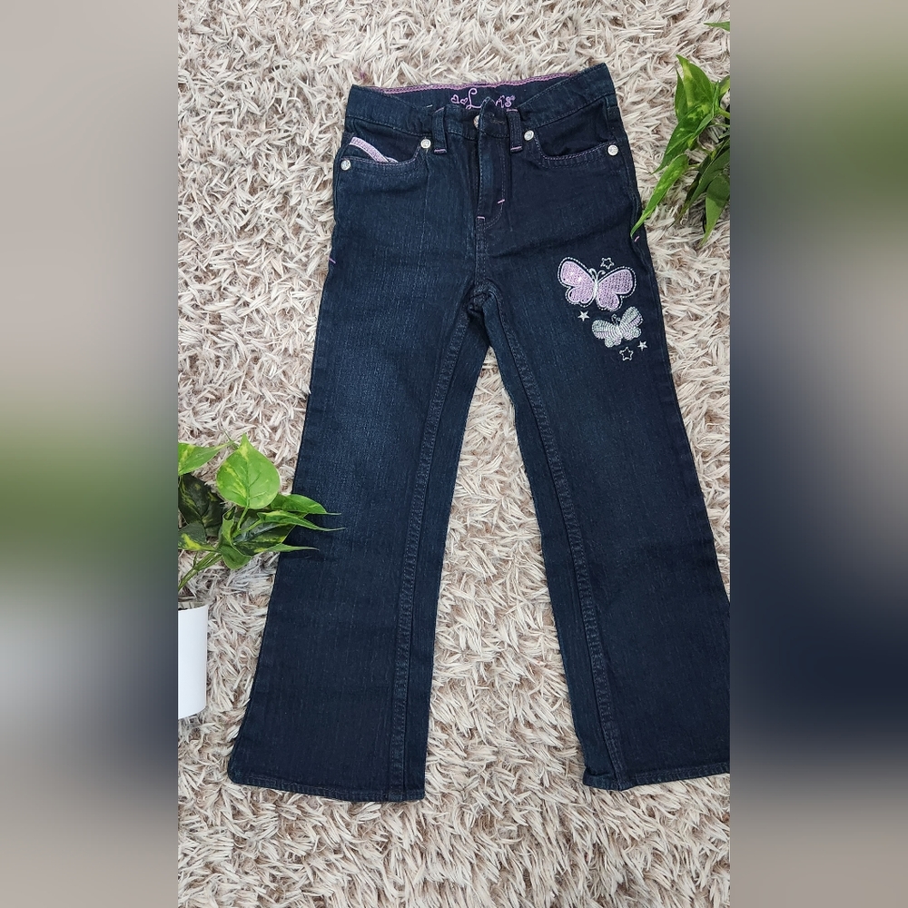 NEW Levi's Girls Bootcut Denim Jeans With Butterfly/ Star Design